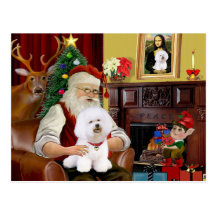 Santa's Bichon Frise (#1) Post Cards