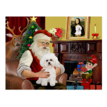 Santa's Bichon Frise #2 Postcards