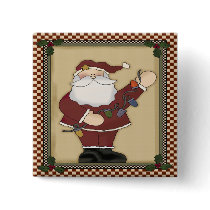 Santas Christmas Light Bulbs Square Button