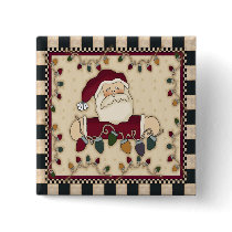 Santas Christmas Light Bulbs Square Button