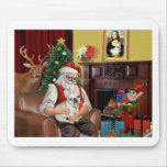 Santa's French Bulldog (fawn) mousepads