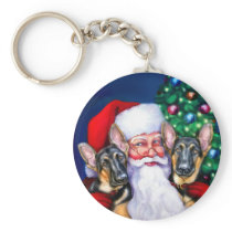 Santa's German Sheperd Dogs Key Chain