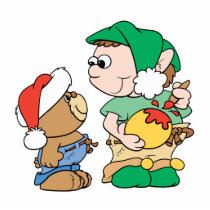 santas helper cute teddy bear design photo cut outs