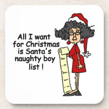 Santa's Naughty Boy List Beverage Coaster