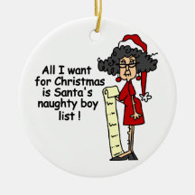 Santa's Naughty Boy List Christmas Tree Ornaments