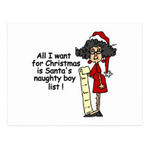 Santa's Naughty Boy List Postcards