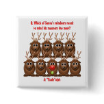 Santa's Reindeer Funny Christmas Button