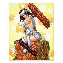 Santa's Sexy Christmas Present Pinup by Al Rio Photographic Print