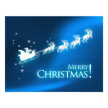 Santa's Sleigh Blue Christmas Party invitation