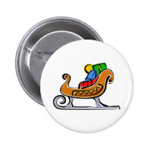 Santas sleigh pinback button