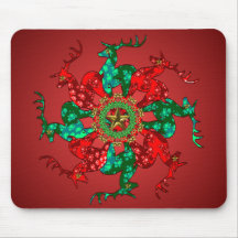 Santa's Stars Mousepad Red