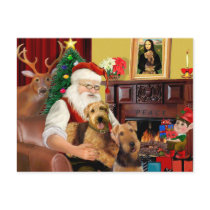 Santas Two Airedales Post Cards