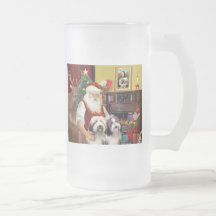 Santa's Two Bearded Collies Mug