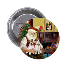 Santa's Two Jack Russell Terriers Button