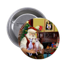 Santa's Two Whippets Buttons