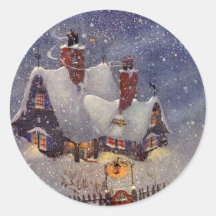 Santa's Workshop at the North Pole, Christmas Eve Round Sticker