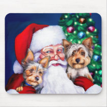 Santa's Yorkies at Christmas Mouse Pads