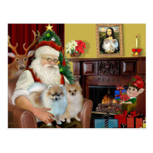 Santa'sTwo Pomeranians Postcards