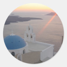 Santorini Sunset Round Stickers