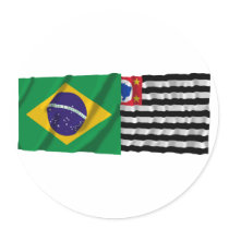 São Paulo & Brazil Waving Flags