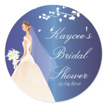 Sapphire Blue Bride Bridal Shower Sticker