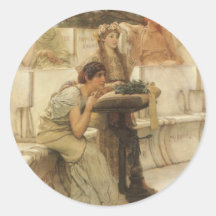 Sappho and Alcaeus by Sir Lawrence Alma Tadema Round Stickers