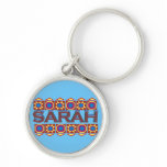Sarah Abstract art southwestern over light blue keychains