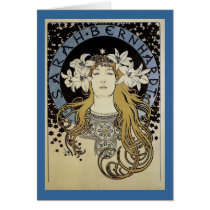 Sarah Bernhardt by Alphonse Mucha Greeting Card