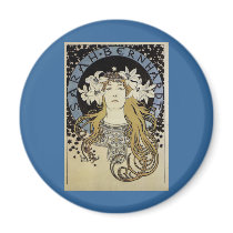 Sarah Bernhardt by Alphonse Mucha Magnets