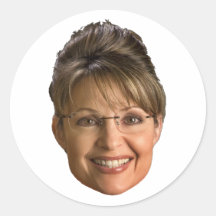 sarah palin head round sticker