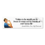 Sarah Palin - Pro-Life Feminist Bumper Sticker bumper stickers
