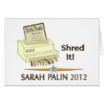 Sarah Palin SHRED THE CONSTITUTION Greeting Cards