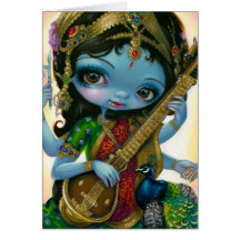 "Saraswati Playing Veena" Greeting Card