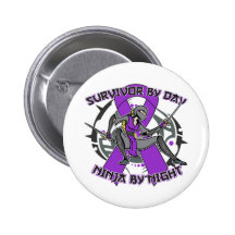 Sarcoidosis Survivor By Day Ninja By Night Pinback Buttons