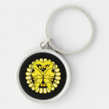 Sarcoma Cancer Butterfly Circle of Ribbons Keychains