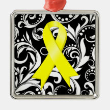 Sarcoma Cancer Ribbon Deco Noir Christmas Ornament