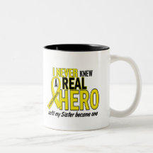 Sarcoma NEVER KNEW A HERO 2 Sister Mugs