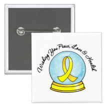 Sarcoma Ribbon Merry Christmas Snowglobe Pinback Button