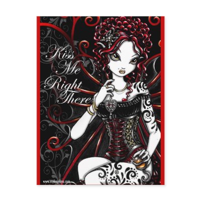 Sasha Red Corset Tattoo Fairy Postcard by mykajelina