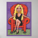 Sassy Blonde & a Red Chair - print