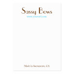 Sassy Bow & Jewellery Display Card business cards