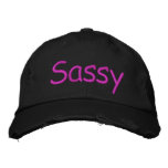 Sassy Distressed Basebal Cap embroidered hats