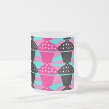 Sassy Hot Pink and Black Cupcake and Zebra Stripe Mugs