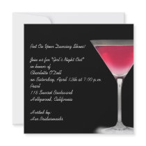 Sassy Leopard-Print; Martini Bachelorette Custom Invitations