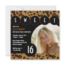 Sassy Leopard Sweet Sixteen Photo Invite [Brown]