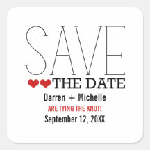 Sassy Typography Save the Date Stickers, Red