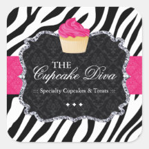 Sassy Zebra Cupcake - Packaging Stickers