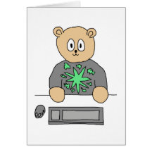Sat At Computer Keyboard. Card