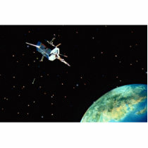 Satellite above Earth Acrylic Cut Outs