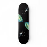 Satellite above Earth skateboards